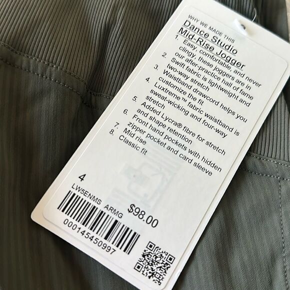 Lululemon Dance Studio Mid-Rise Jogger Full Length Army Green size 4 NWT - Picture 4 of 5